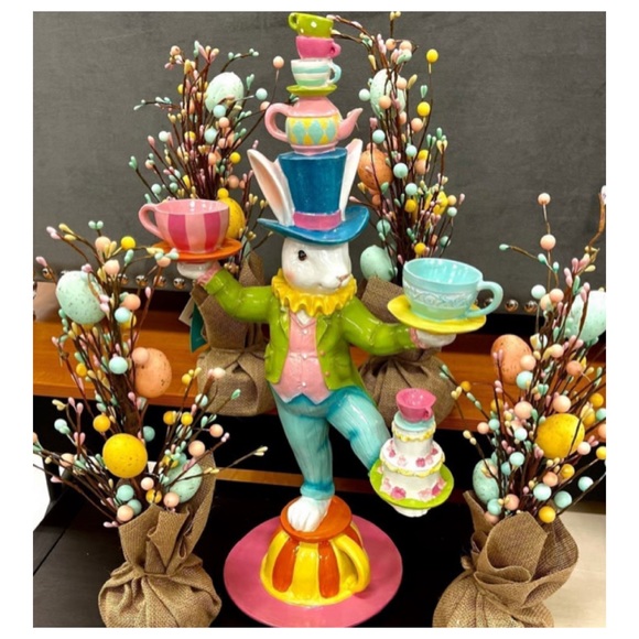NEW Novogratz Mad Hatter Juggling Easter Bunny on Teacup 🐰 - Picture 12 of 12